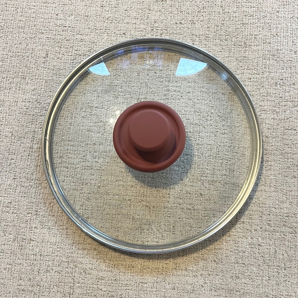 Green Life 9 Inch Tempered Glass Replacement Lid with Burgundy‎ Soft Grip Knob